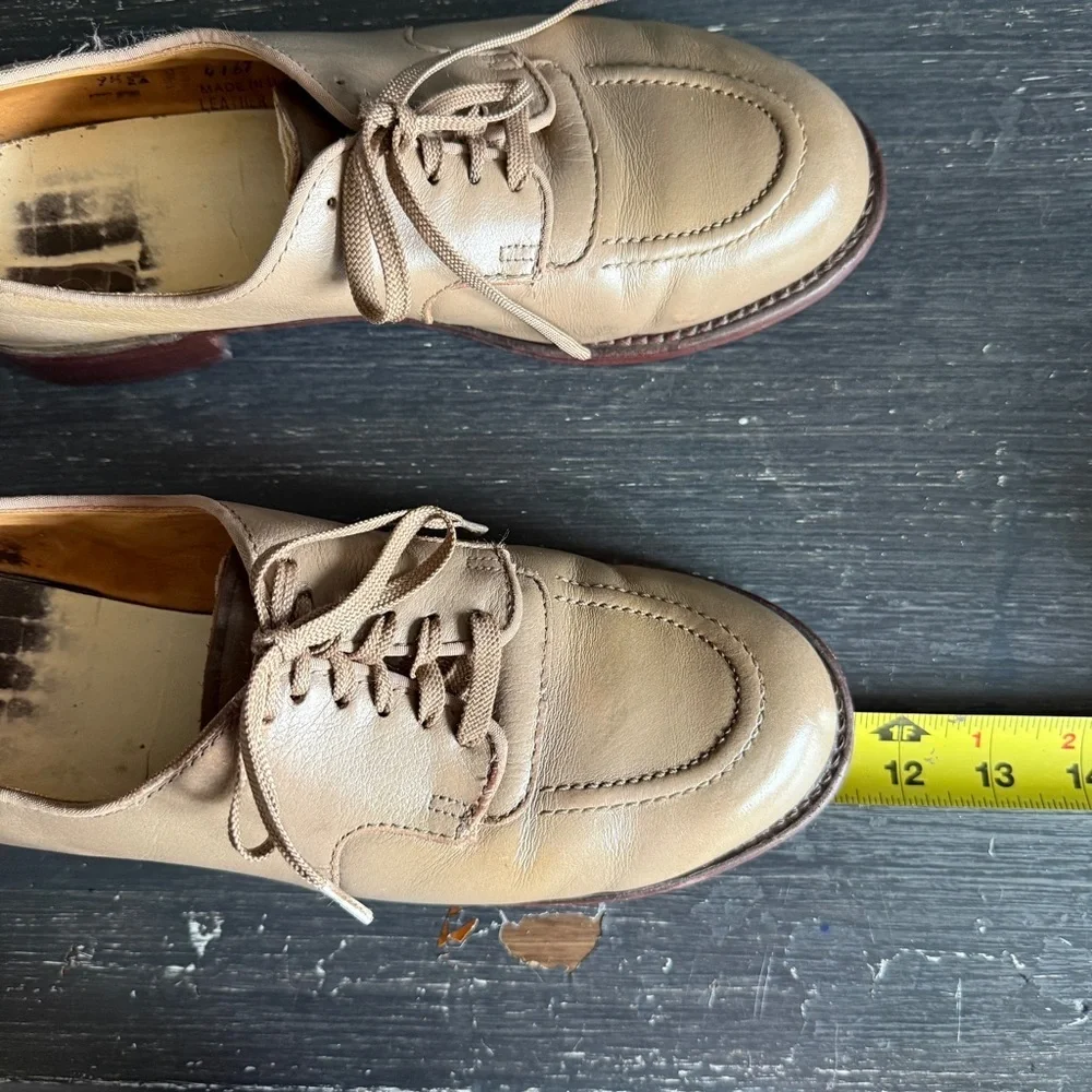 Vintage 50s Taupe Tan Leather Oxford Loafer - Picture 8 of 11